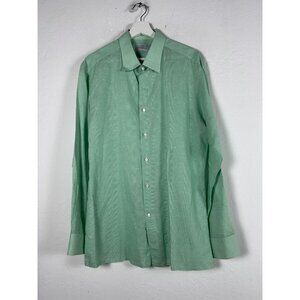 Hemrajani Brothers Mens Mint Green Long-Sleeve Button-Up Dress Shirt Office Wear